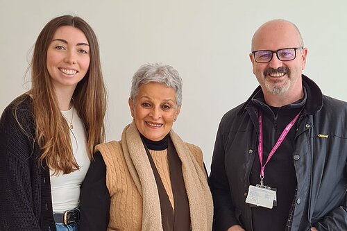 Chelsea Whyte, Liberal Democrat Parliamentary Candidate for Slough, Nasrin (Operations Director of R.E.A.C.H. Disability Care), and Cllr Frank O’Kelly at R.E.A.C.H. in Cippenham