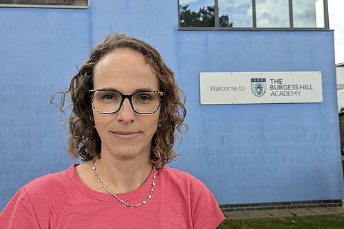 Alison Bennett MP outside Burgess Hill Academy