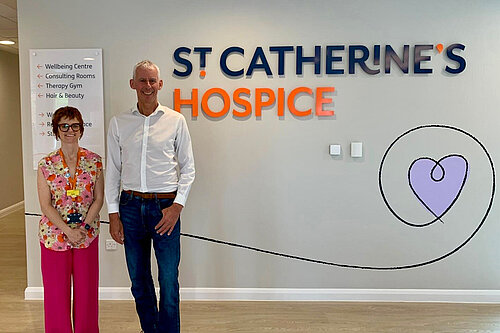 John Milne MP with Paula McGoveney at St. Catherine's Hospice