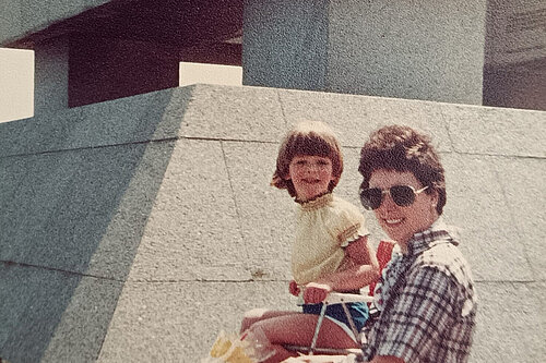 Alison Bennett at Omaha Beach in 1984