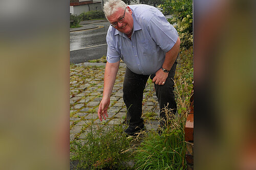 Howard Sykes in one of the unweeded areas 